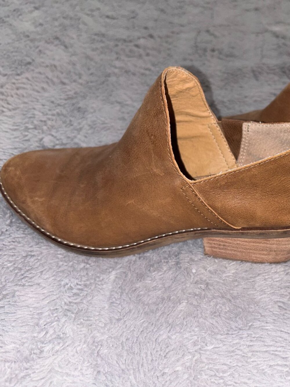 Lucky Brand Fausst Cognac Brown Leather Ankle Booties 8M - Picture 4 of 9